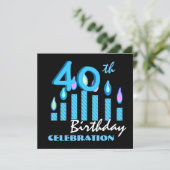 40e anniversaire Invitation Bougies bleues (Debout devant)