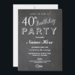 40E ANNIVERSAIRE INVITATION DE LA SURPRISE DU CHAL<br><div class="desc">invitation de la fête d'anniversaire en tableau noir et blanc. Idéal pour tous les anniversaires...  MODIFIEZ SIMPLEMENT LE TEXTE POUR CONVENIR À VOTRE PARTI. Impression arrière incluse.</div>