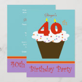 40e anniversaire Invitation fête 40 bougies (Devant / Derrière)