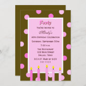 40e anniversaire Invitation fête Pois roses (Devant / Derrière)