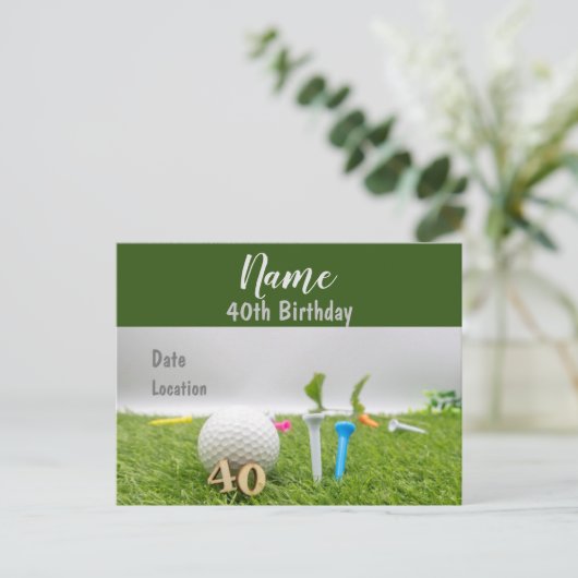 40e anniversaire invitation fête sur vert (Debout devant)