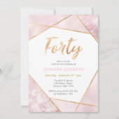 40e anniversaire Invitation Geo rose et or (Devant)