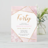 40e anniversaire Invitation Geo rose et or (Debout devant)