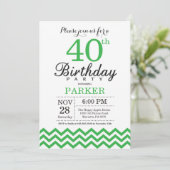 40e anniversaire Invitation Green Chevron (Debout devant)