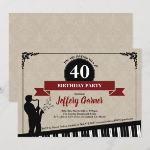 40e anniversaire invitation Jazz music thème