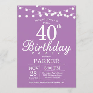 40e anniversaire Invitation Lavande violette