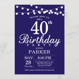 40e anniversaire Invitation Marine Bleu
