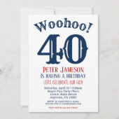 40e anniversaire Invitation Mens Marine Bleu (Devant)