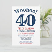 40e anniversaire Invitation Mens Marine Bleu (Debout devant)