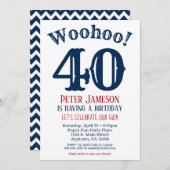 40e anniversaire Invitation Mens Marine Bleu (Devant / Derrière)