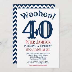 40e anniversaire Invitation Mens Marine Bleu