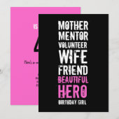 40e anniversaire Invitation - Mère héroïne bénévol (Devant / Derrière)