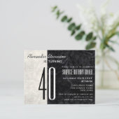 40e anniversaire Invitation noire et Marbre blanc (Debout devant)