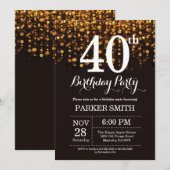 40e anniversaire Invitation Parties scintillant d' (Devant / Derrière)