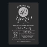40e anniversaire Invitation Parties scintillant no<br><div class="desc">40e Invitation Anniversaire Carte de Parties scintillant noire et d'argent.
Pour plus de personnalisation,  cliquez sur le bouton "Customiser" et utilisez notre outil de conception pour modifier ce modèle.</div>