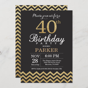 40e anniversaire Invitation Parties scintillant no