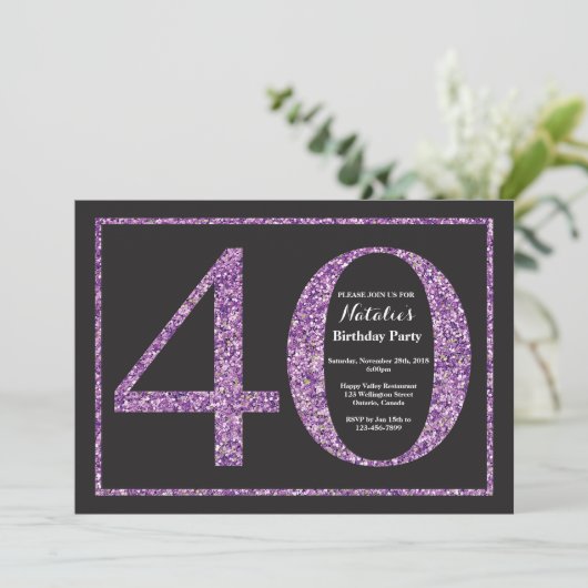 40e anniversaire Invitation Parties scintillant vi (Debout devant)