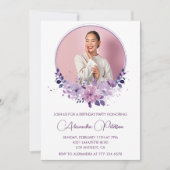 40e anniversaire invitation Photo Elegant Boho vio (Devant)