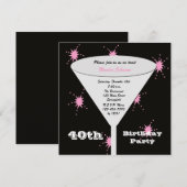 40e anniversaire Invitation Pink 40e toast (Devant / Derrière)