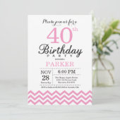 40e anniversaire Invitation Pink Chevron (Debout devant)