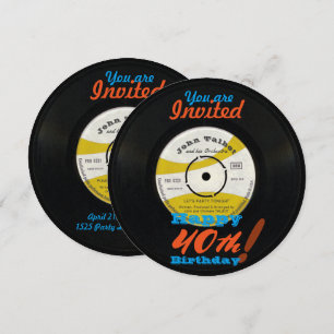 40e anniversaire Invitation Retro Vinyl Record 45 