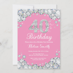 40e anniversaire Invitation rose et diamant d'arge