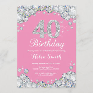 40e anniversaire Invitation rose et diamant d'arge