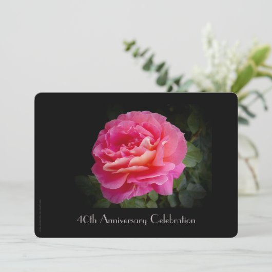 40e anniversaire Invitation Rose rose (Debout devant)