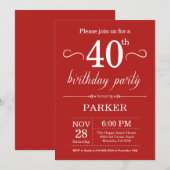 40e anniversaire Invitation rouge (Devant / Derrière)