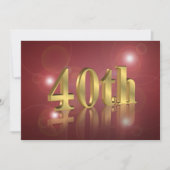 40e anniversaire invitation rouge et or (Devant)