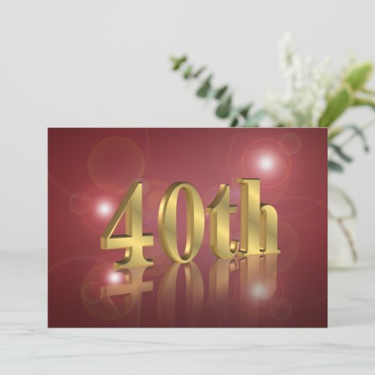 40e anniversaire invitation rouge et or (Debout devant)