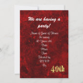 40e anniversaire invitation rouge et or (Dos)