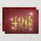 40e anniversaire invitation rouge et or (Devant / Derrière)