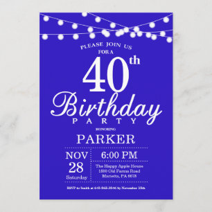 40e anniversaire Invitation Royal Blue