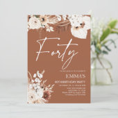 40e anniversaire Invitation Terracotta Boho Pampas (Debout devant)