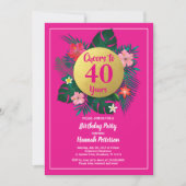 40e anniversaire invitation tropicale rose (Devant)