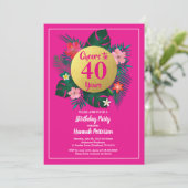 40e anniversaire invitation tropicale rose (Debout devant)