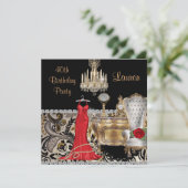 40E ANNIVERSAIRE Invitation VINTAGE BLING (Debout devant)