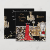 40E ANNIVERSAIRE Invitation VINTAGE BLING (Devant / Derrière)