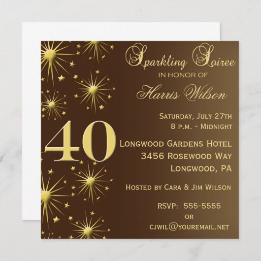 40e anniversaire Invitations (Devant / Derrière)