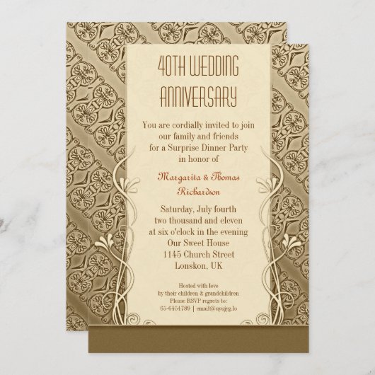 40e anniversaire Invitations vintages (Devant / Derrière)