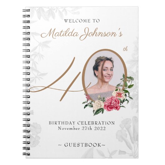 40e anniversaire Livre d'or blanc livre d'or flora (Devant)