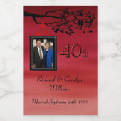 40e anniversaire Lovebirds Photo Étiquette de vin (Étiquettes simples)