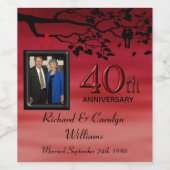 40e anniversaire Lovebirds Photo Étiquette de vin (Étiquettes simples)