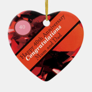 40e anniversaire Mariage Agate céramique ornement