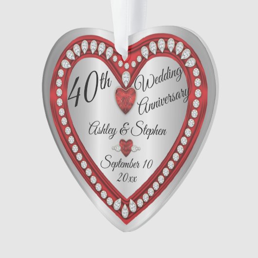 40e anniversaire Mariage Ruby Diamonds Keepsaké ou (devant)