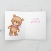 40e anniversaire mignon ballons roses fille carte (Intérieur)