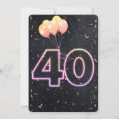 40e Anniversaire Neon Connexion Black Invitation (Devant)