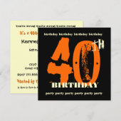 40e anniversaire Orange Grunge Invitation (Devant / Derrière)