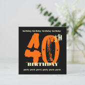 40e anniversaire Orange Grunge Invitation (Debout devant)